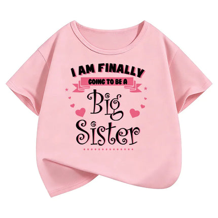 Big Sister with Love Heart Letter Printed T Shirts Kids Children's T-shirt Girls Summer Spring Casual Top Tee Shirt