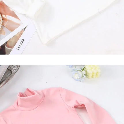 New 2025 Autumn Winter Boys Girls Kids Fashion Solid T-Shirt Tops Children O-Neck Long Sleeve Warm Casual T-Shirts