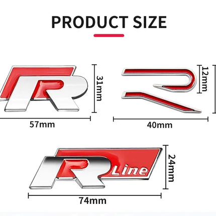 3D Metal R Logo Sticker Car Rear Trunk Body Emblem Sticker For VW Golf 5 6 7 MK7 MK6 Polo Jetta Scirocco Beetle Passat Tiguan