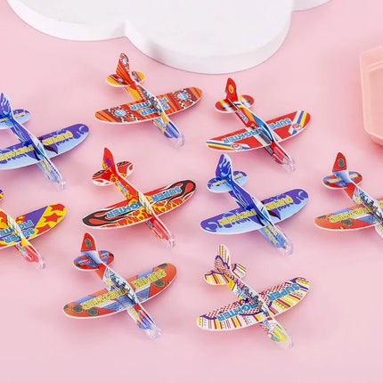 10Pcs Mini DIY Hand Throw Flying Glider Planes Foam Airplane Game Toys for Kids Birthday Party Favors Baby Shower Fillers Gift