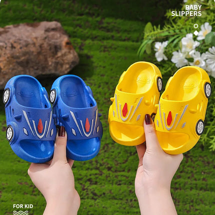 Kids Luminous Slippers Summer Indoor Cartoon Car Girls Shoes Soft Anti-slip Boy Beach Shoes Fashion Outdoor Children LED Slipper