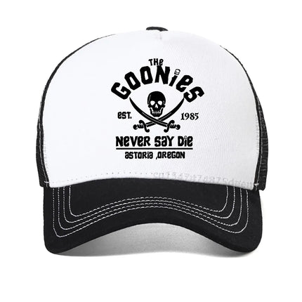 The Goonies Est 1985 Never Say Die Men's baseball cap summer mesh Snapback hat fashion outdoor Causal Breathable sun hats