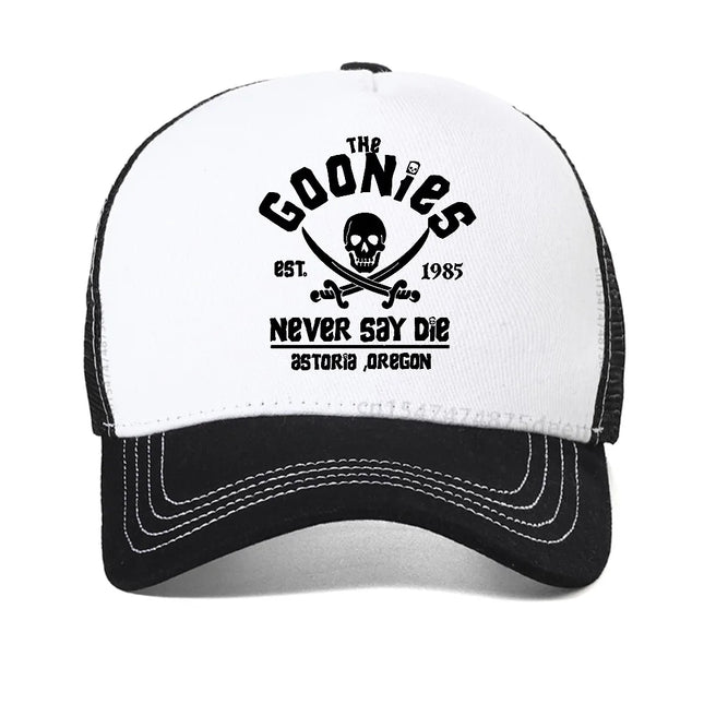 The Goonies Est 1985 Never Say Die Men's baseball cap summer mesh Snapback hat fashion outdoor Causal Breathable sun hats
