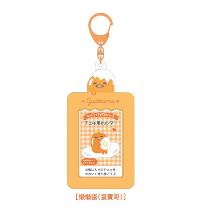 Sanrios Gudetama Keychain with Photo Card Holder Anime Keroppi Tuxedosam Photocard Holder Key Ring Accessory for Bag Backpack