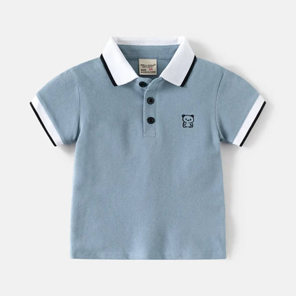 HoneyCherry Children's Short-sleeved T-shirt New Boys Polo Shirt Baby Half-sleeve Embroidery Tops Kids Designer Clothes