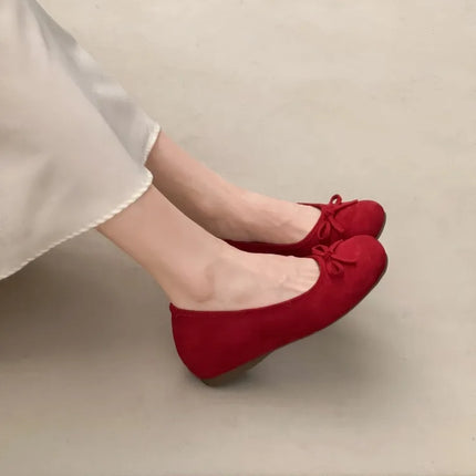 Spring Autumn Internal Elevation Women Mary Jane Shoes Ladies Outdoor Comfort Slip On Women's Butterfly-knot Ballet Shoes