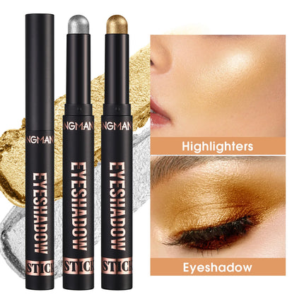 Smoky Dark Blue Eyeshadow Pencil Stick Waterproof Pearlescent 16 Colors Metallic Glitter Eye Shadow Highlighter Pen Makeup Tool