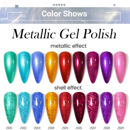 7ml Metallic Gel Nail Polish Red Chrome Effect Soak Off Varnish Semi-Permanent Nails Art Manicure Base Top Coat and Magnetic