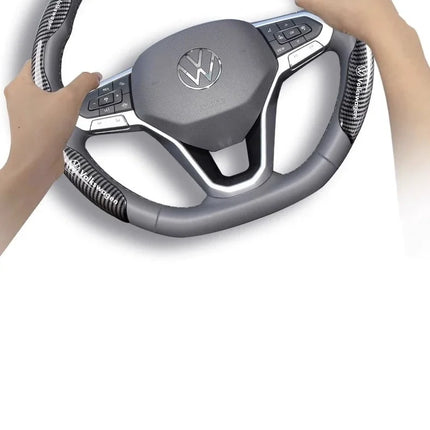 For Volkswagen R Golf GTI Passat Polo ID.3 ID.4 ID.7 Touareg Tiguan Touran Jetta Car Carbon Fiber Non-slip Steering Wheel Cover