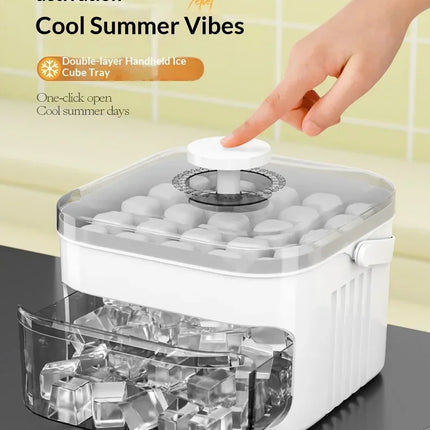 Hot Food-grade Ice Cube Mold Bucket, Press-type Ice Cube Mold, Refrigerator Frozen Ice Cube Food Storage Box Tray