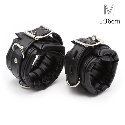 Bdsm Bondage Sex Toys of Leather Adjustable Handcuffs Ankle Cuffs with Metal Link for Men Women Restraints Exotic Accessories