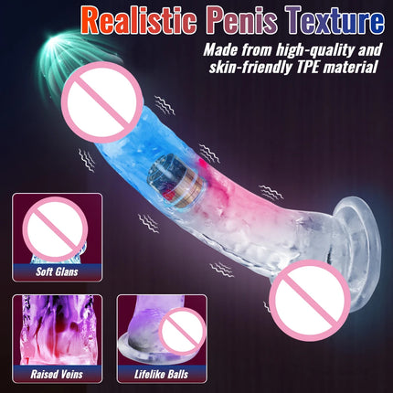 3 Sizes Realistic Jelly Dildo LED Big Dick Vibrator Anal Sex Toys Vibrating Soft G Spot Vaginal Stimulator for Women Gay Adult