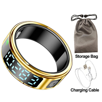 2025 New SR08 Smart Ring Men Women LED Display Screen Heart Rate Blood Oxygen Monitoring 5ATM Waterproof Multi Sports Modes Gift