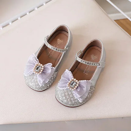 Girls' Princess Shoes, Sweet Bow Sequins, Fashionable Single Shoes, Children's Soft Soled Anti Slip Temperament Dress Shoes