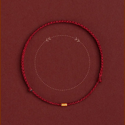 Hand Braided Red Rope Bracelet Copper Lucky Bead Hand Rope Couple Bracelet Simple Buckle Ethnic Original Female Accessory