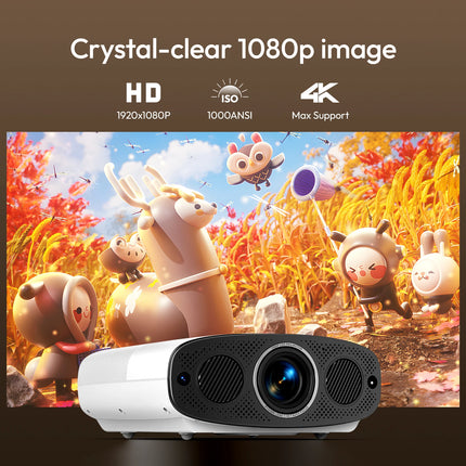 VEVSHAO A22 Full HD 1080P Projector 4K 1000ANSI Android WiFi Auto Focus 10W*2 Home Theater Projector for Office Meeting Video