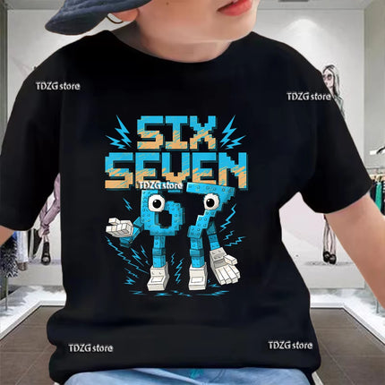 Summer Funny Six Seven 67 Digit Print Children's T-Shirt Casual Cotton Boys Short Sleeve Fashion Comfortable Kids Sport Clothes