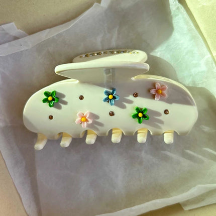Cute Bow Hair Clip for Women Girls Acetate Rhinestone Fruits Floral Hairpin Pearl Hair Claws Shark Clip Trendy Hair Accessories