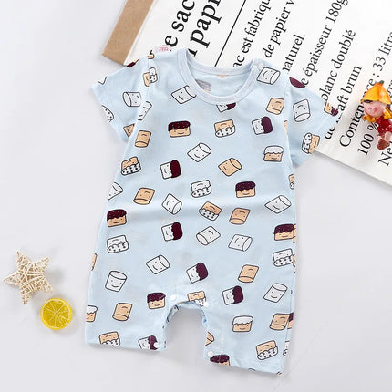 Summer 3-24 Months Baby Boys Girls Romper Infant Jumpsuit Cartoon Short-sleeved Climbing Pajamas Cotton Toddler Clothes