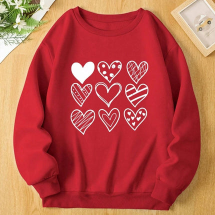 Simple Lines Heart Drawing Printing Women Hoodies Harajuku Hoody Fashion Clothing Comfortable Winter Autumn Sweatshirt