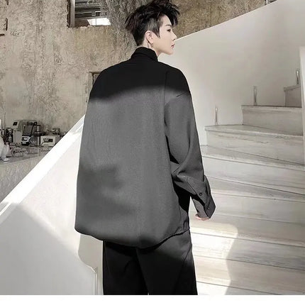Loose Long Sleeve Men's Shirt Designer Dark Casual Fashion Stylist Cool Handsome Style Street Trend Polyester Fiber Adult Male