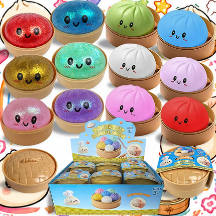 Hot Giant Dumpling Squishies Bun Toy, Slow Rising Glitter Dumpling Stress Ball, Stress Relief Fidget Toy for Home Office toys
