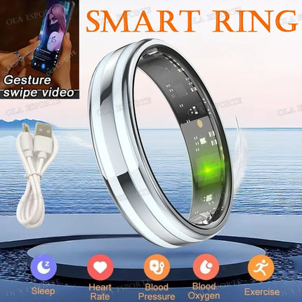 2026 Ultra-Narrow Smart Ring Wireless BT Gesture Control Heart Rate Blood Pressure Sports Waterproof Health Smartring Men Women