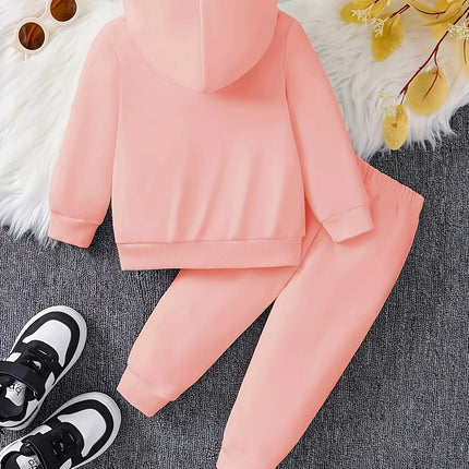Newborn baby girl's English printed fleece hoodie and sporty casual pants are suitable for outdoor use