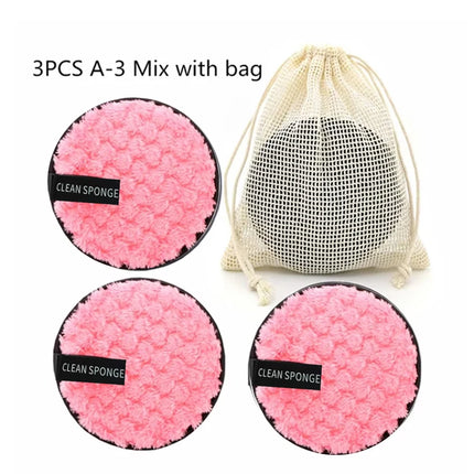 3pcs Reusable Makeup Removal Pads Cotton Wipe Microfiber Makeup Removal Sponge Cotton Cleansing Pad Tool Cleansing Pad