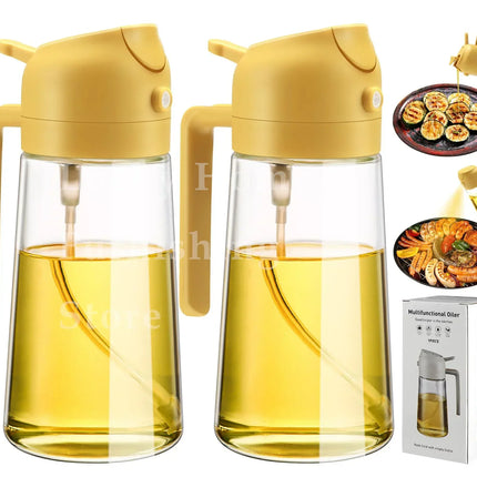 1/2PCS 500ml 2-in-1 Olive Oil Spray Dispenser Bottle Food Grade Oil Mister Sprayer Kitchen Cooking Air Fryer BBQ Camping Tools