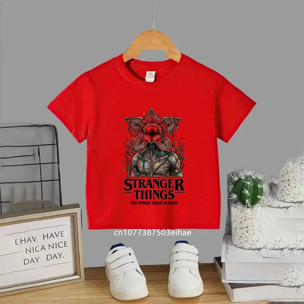 Trendsetting Stranger Things Prints for Summer Cheap Yet Chic O-neck Tees for Boys and Girls Soft Fashionable for Kids
