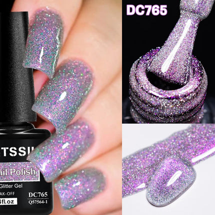 Red Reflective Glitter Gel Nail Polish Sparkling Glitter Flashy Semi-permanent Soak Off Nail Art UV Gel Varnish Nail Supplies
