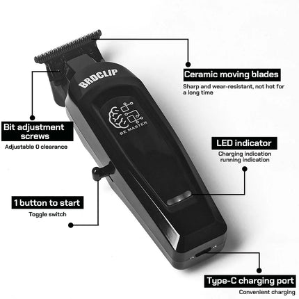 BRD FADE Clipper Professional Men's Hair Line Up Trimmer 10000RPM Barber Foil Shaver Base Charger Salon Blending Tools