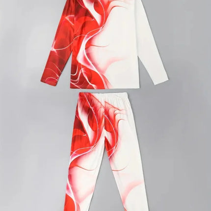 Autumn Casual Men's Long-Sleeve Set Trendy Gradient Print Outdoor Crew Neck Long-Sleeve Top & Casual Pants Two-Piece Set