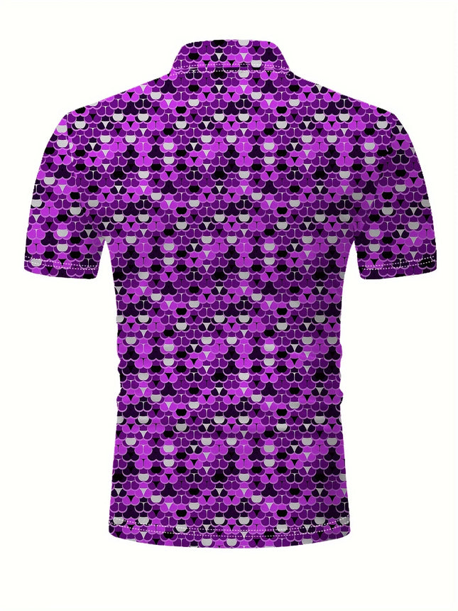 Men's Fun Golf Button Polo Shirt for Outing, Casual Sports Top, T-shirt Fashion As Gift, Short Sleeve Polo Shirt