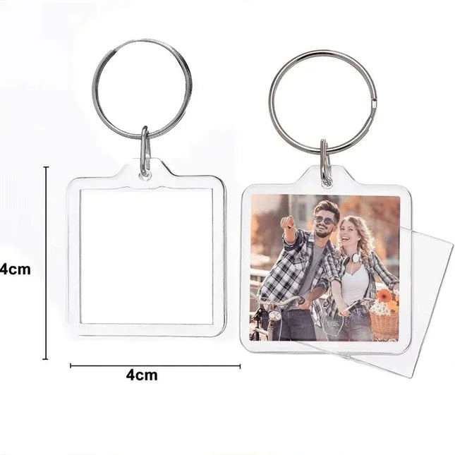 50/1pcs Transparent Rectangle Blank Acrylic Insert Keychain Photo Picture Frame Keyring Holder DIY Split Ring KeyChain Gifts