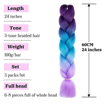 Synthetic African Braided Ombre Braiding Hair Braid Hair Extensions 3Pcs Pre Stretched High Temperature Crochet Braiding Hair