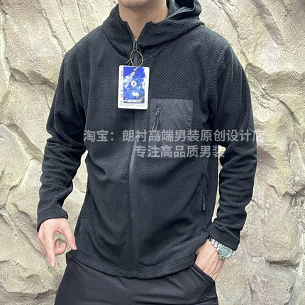 Outdoor Pine Pattern Knitted Fce Hoodie Breathable Men Women Sweatirt Casual Sle Stand Fit Long Sve Zipper ...