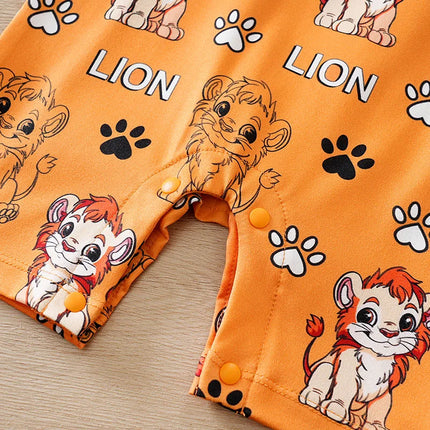 Lion 0-18 Months Print Clothes Infant Romper Baby Jumpsuit Cartoon Comfortable Soft Newborn Knitted Short Sleeve Lovely Onesie