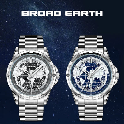 TIMEARTX mens watch Stylish Map Dial Analog Display Auto Date & Luminous Function Men's Gift Watches man (Non-Mechanical)