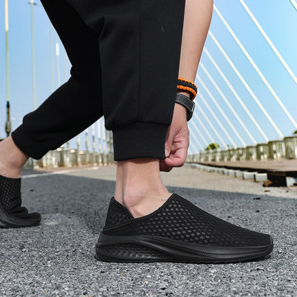 Oiaano Barefoot Man Grey Shoes Mesh Knit Slip On Ultra Light Breathable Soft Bottom Workout Casual Sports Shoes Outdoor Runing