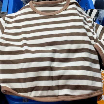 Spring Autumn New Children Casual T Shirt Loose Kids Striped T Shirts Soft Warm Tee Boys Girls Long Sleeve Tops Baby Clothes