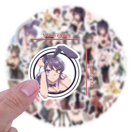 10/60PCS Anime Bunny Girl Creative Stickers Cartoon DIY Guitar Helmet Motorcycle Beauty Stickers Waterproof Graffiti Stickers