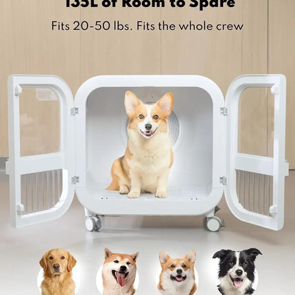 135L Ultra-Quiet Pet Dryer Box, Smart Temp Control, 360° Hands-Free Safe Drying for Dogs, Cats & Multi-Pet, Custom