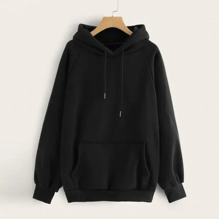 Thickened Fleece Hoodie Women's Long Sleeve Loose Fit Blank Version Autumn Winter New Style Korean Style Solid Color Sweatshirt