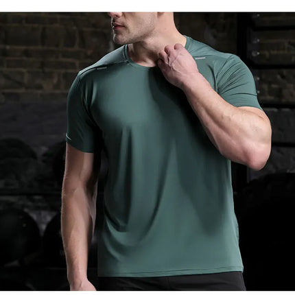 Men's Summer Loose Breathable Short Sleeve Outdoor Cycling Quick Dry Top Running Tracksuits Fitness T-shirts Muscle Tights