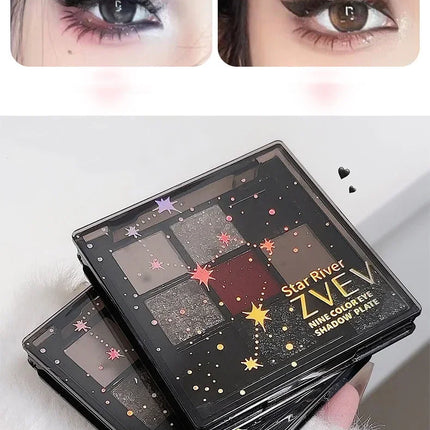 9 Colors Smoky Black Red Eye Shadow Palette Sweet Cool Eyeshadow Long Lasting Shimmer Eyes Makeup Dark Pressed Glitter Eyeshadow