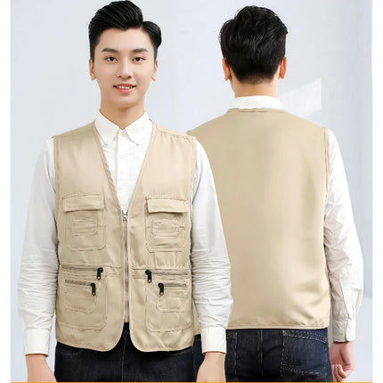 Men's Multi Pocket Tank Top Summer Men American Tactical Hiking Fishing Photography Director Mesh Sleeveless Outdoor Jacket Vest
