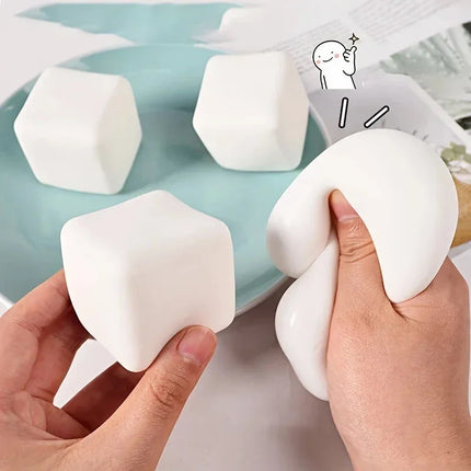 A Cute Tofu Stress Balls  Sensory Toys Stress  Relief Fidget Toys squishy Dough Ball Gifts for Adults Children Best Gift