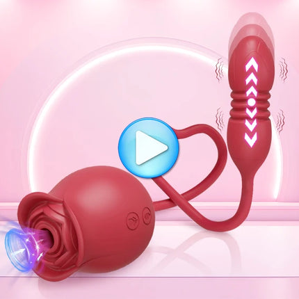Rose Sucking Sex Toys Dildo Vibrator for Women 3-in-1 Thrusting G-Spot Anal Vibrators Stimulator Female Vibrating Egg Adult Toys